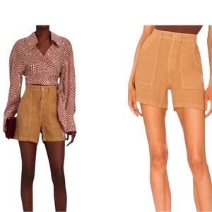 Enza Costa High-Waisted French Linen Shorts